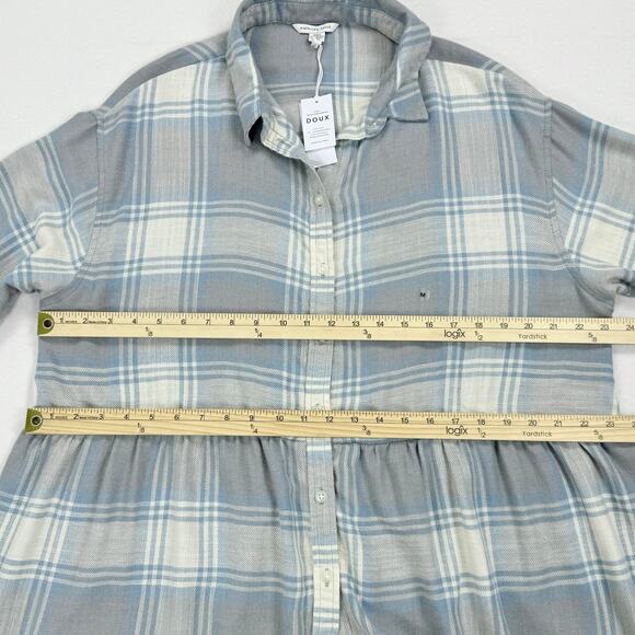 American Eagle Womens Oversize Plaid Baby Doll Button Down Shirt Medium Gray - Picture 13 of 16